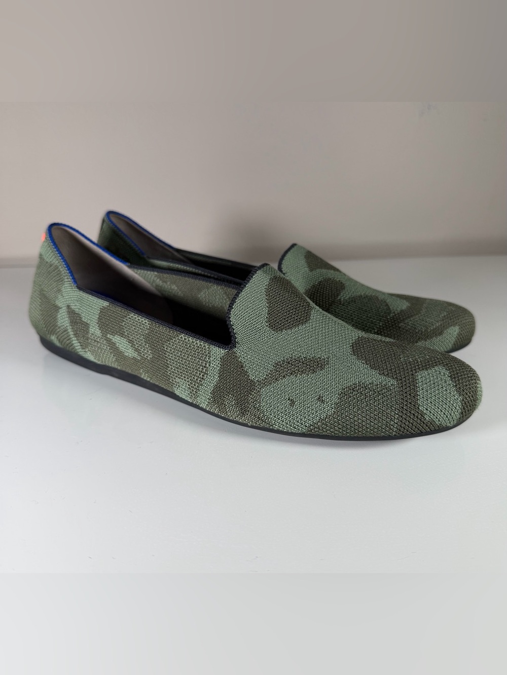 Rothy's Green Camouflage Knit Slip-On Flats